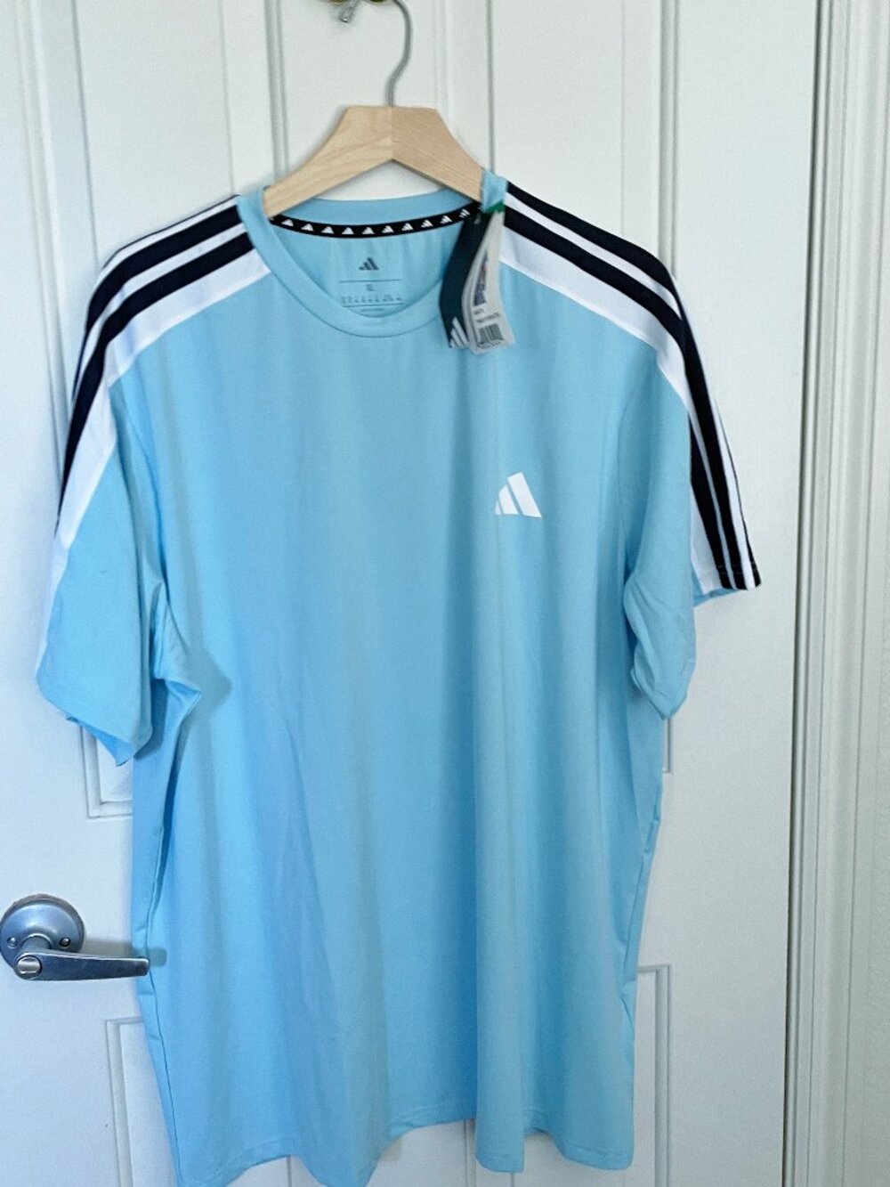NEW Adidas Men's 3-Stripe Active Tee XL NWT Ice Blue - Picture 2 of 9